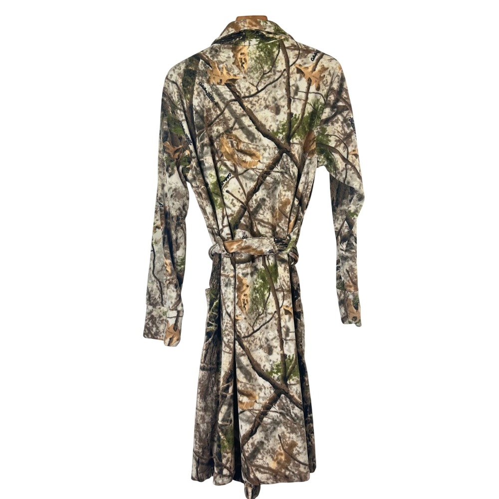 Cabelas Zonz Woodlands Camo Fleece Robe Mens S/M Camouflage Loungewear - Picture 4 of 9